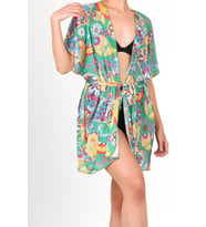 Pareo Plaj Elbisesi Kimono Std Şal Desen Yeşil