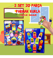 2 Set - 20 Parça Tox Taşıtlar ve Emojiler Parmak Kukla T106 T181
