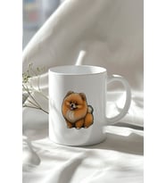 Sevimli Köpek Figürlü 330ml Baskılı Beyaz Seramik Kupa Bardak