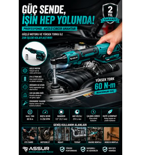 Yandan Sıkma Somun İçin Akülü Cırcır Anahtar Dar Alan Uyumlu