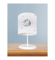 MEKTA HOME BEBEK VE ÇOCUK ODASI Renkli Unicorn Desenli Beyaz Abajur