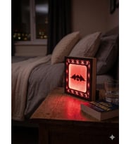 Kanatlı Kafatası Temalı Dekoratif LED Gece Lambası (Antrasit - Kırmızı)