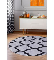 Dijidekor Halı Gri Maça Yıkanabilir Saçaksız Yuvarlak Kesme İnce Yolluk Kilim Salon Halısı Modeli