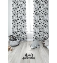 Siyah Köpekler Desenli Baskılı Çocuk ve Bebek Odası Fon Perdesi 2 Kanat - PRD-27