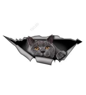 15cm x 6cm İngiliz Shorthair komik kedi araba Sticker gri kedi