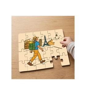 Dünyayı Gezen Turist Tasarımlı 24 Parça Ahşap Çocuk Puzzle MPK1144