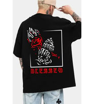 Unisex Blesseb Baskılı T-shirt (Siyah)