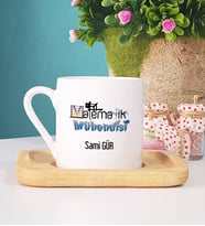 Matematik Mühendisi Türk Kahvesi Fincanı Ahşap Altlıklı