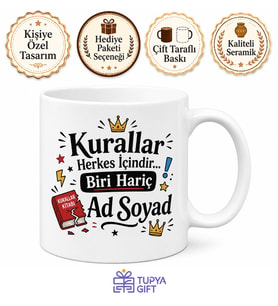 İsme Özel Kurallara Karşı Yazılı Komik Kupa Bardak Esprili Hediye