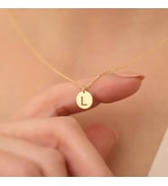 Kişiye Özel Minimal Disk Harf Kolye 925K Gümüş (Gold)