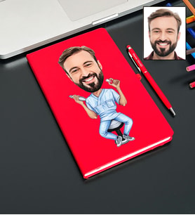 Kişiye Özel Diş Hekimi Tasarımlı Karikatür Defter Ve Kalem Seti 86