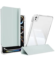 Apple iPad Pro 11 2025 M5 Uyumlu Kılıf Magnetik Ayrılabilen Airbagli Zore Sliding Tablet Kılıfı (Açık Yeşil)
