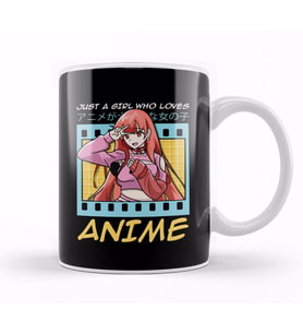 Cute & Funny Just A Girl Who Loves Anime Kupa Bardak Porselen