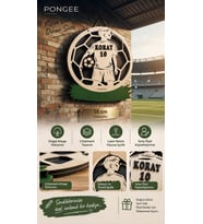 FUTBOL Temalı İsme Özel Ahşap Duvar Ve Kapı Süsü - Lazer Kesim 3D Katmanlı Oda Levhası & Doğum Hediyesi 38x33 cm