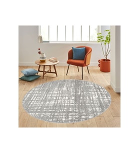 Eliana Home Baskılı, Yıkanabilir Kaymaz Taban Yuvarlak Halı LNA7075 120x120 cm (Gri)