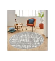 Eliana Home Baskılı, Yıkanabilir Kaymaz Taban Yuvarlak Halı LNA7075 120x120 cm (Gri)