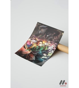 Demon Slayer Karakter Grubu Poster, Çerçevesiz Yüksek Kalite Duvar Afişi - Anime