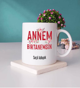 Anneler Günü Hediyesi Anneye Hediye - 7 - Kupa Bardak ve Taş Bardak Altlığı Hediye Seti
