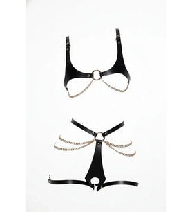Mulvxbrf Brf02 Siyah Harness Takım Zincir Detaylı Deri Vücut Aksesuarı - Brf1384 (Mulvix)