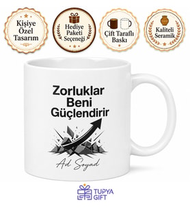 Zorluklar Beni Güçlendirir Motivasyonlu Sporcu ve Öğrenci Kupası Hediye Bardak