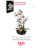 JAKİ Plante Serisi Saksıda Beyaz Orkide 581 Parça Oyucak Yapım Seti -FFJK29012