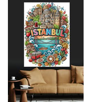 İstanbul Temalı Graffiti Yazı Dekoratif Kanvas - Mdf Ahşap Tablo