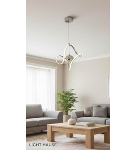 LİGHT HOUSE Tek Toplu Sarmal Oturma Odası Avize (Silver)