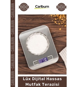 #HassasTerazi Paslanmaz Çelik Metal 5 Kg 1 Gr Hassas LCD Ekran Gümüş Şık Lüx Dijital Mutfak Terazisi