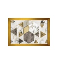 Soyut Şekiller Motifli Kanvas Tablo 50 x 70 cm Gold Çerçeve