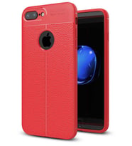 Uyumlu Model Apple iPhone 7 Plus Kılıf Deri Tarzı Niss Silikon Case (Kırmızı)