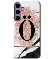 Galaxy S24 Kılıf HD Desen Baskılı Kılıf - Pembe Mermer Desenli Ö Harfi