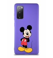 Samsung Galaxy S20 FE Soft Premier Kapak Mickey Mouse-B Tasarımlı Silikon Kılıf - Mor (Şeffaf)