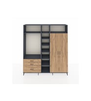 Hyperion Gardrop 10 Raflı 3 Çekmeceli 2 Askılı 220x44x243 Antrasit-Çam/Çam