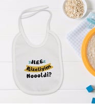 BK Kids Rizeliyim Tasarımlı Beyaz Bebek Mama Önlüğü-2