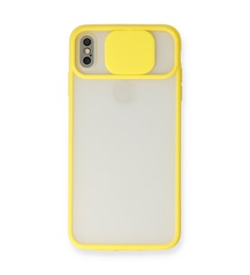 Iphone X Kılıf Palm Buzlu Kamera Sürgülü Silikon - Sarı