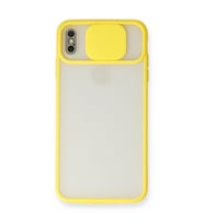 Iphone X Kılıf Palm Buzlu Kamera Sürgülü Silikon - Sarı