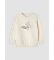 LC WAIKIKI Ekru Baskılı Kız Çocuk Kalın Sweatshirt