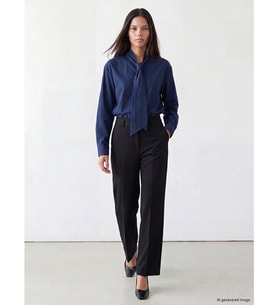 LCW Modest Siyah Beli Lastikli Geniş Paça Kadın Pantolon