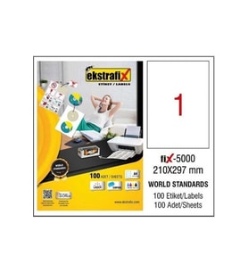 Ekstrafix Laser Etiket 210 x 297 MM Lazer Yazıcı Etiketi 100 Yaprak