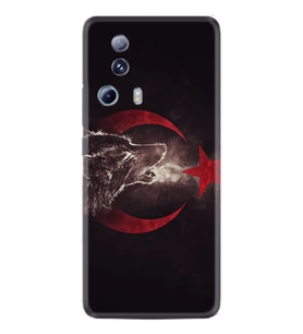 Xiaomi Mi 13 Lite Kılıf Resimli Desenli Baskılı Silikon Kurt ve Ay Yıldız 1403