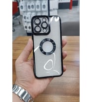 iPhone 15 Pro Kılıf Köşeleri Renkli Şeffaf Kamera Korumalı Silikon Luxury Kapak (Siyah)