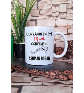 Dünyanın En İyi Müzik Öğretmeni Baskılı Kişiye Özel Öğretmenler Günü Kupa Bardak
