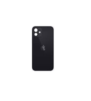 Uyumlu İphone 12 Mini Arka Kapak Lazer Kesim ( Pil Kapağı )  Cam -Siyah