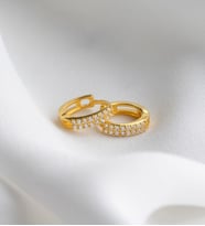 925 Ayar Gümüş Gold Zirkon Taşlı Küpe