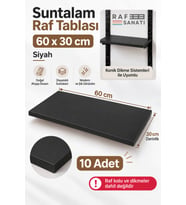 10 Adet - Suntalam Raf Tablası 60x30 cm Siyah Ahşap Raf Konik Dikme Sistemleri ile Uyumlu