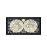 Harita Temalı Kanvas Tablo 50 x 70 cm Siyah Çerçeve