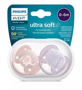 Philips Avent Ultra Soft Yumuşak 2li Emzik 0-6 Ay - Kız SCF091/09 (Çok Renkli)