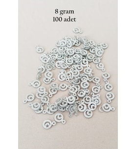 Oya Abiye Bileklik Kolye Pleksi Metalik Plastik Pul Gümüş Renk 8 gram 100 adet - BNC516