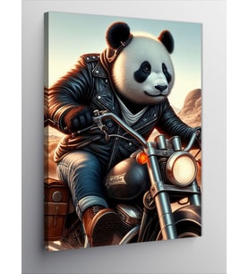Kanvas Tablo Harley Motorcu Panda