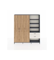Arges Dolap 16 Raflı 2 Çekmeceli 3 Kapaklı 220x30x243 Antrasit-Çam/Aytaşı